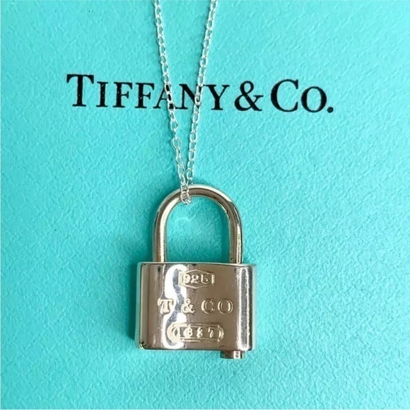 Authentic Retired Tiffany&Co. 1837 Lock Padlock Necklace Pendant 925 16” - Picture 1 of 7